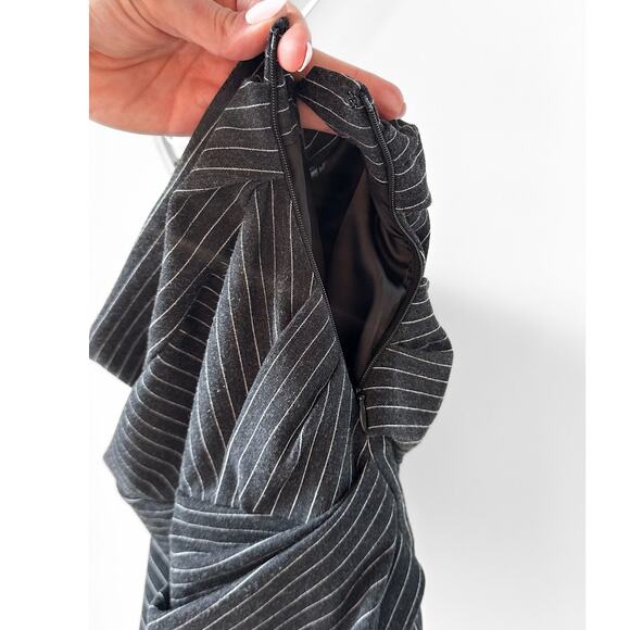 Thakoon Addition Charcoal Gray Pinstripe Draped Mini Skirt size 6 - Picture 6 of 6